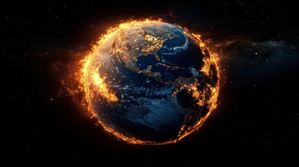 Fototapeta premium Burning Earth in space