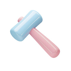 Colorful plastic hammer with pastel blue head and pink handle for children's play and educational activities