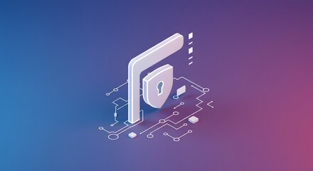 Security Technology Isometric Shield on Circuit Board