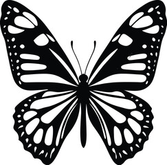 Black and White Butterfly Silhouette Illustration