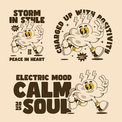 Cartoon Thunder Cloud Spreading Positivity with Electric Vibes