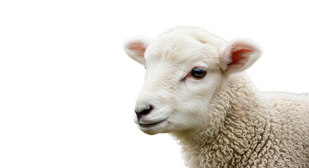 Adorable Lamb Peeking isolated on white background 