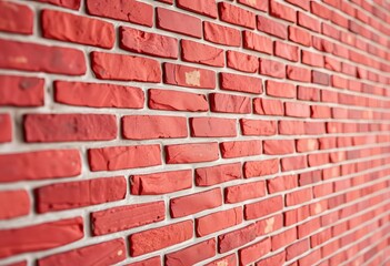Obraz premium Close-up of a vibrant red miniature brick wall texture, high resolution, backdrop