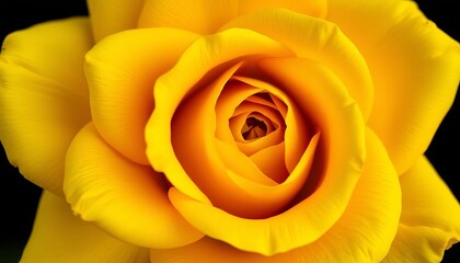 Close-up of a vibrant yellow rose, isolated on black Perfect for cards, postcards, and presentations, bright, black background