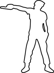Pointing gun Shooting range icon in line isolated on transparent background 