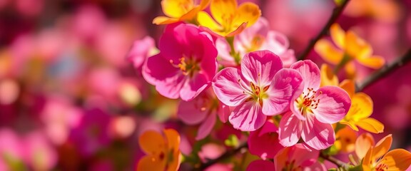 Obraz premium Close-up vibrant spring blossoms, soft focus background, spring flowers, spring season