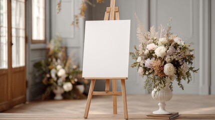 Blank Canvas with Floral Arrangement
