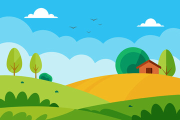 Obraz premium summer landscape with green grass and trees