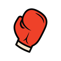 Cartoon illustration of a red boxing glove isolated on white background