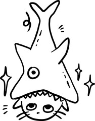 Cat line drawing, cute pattern drawn for templates.4