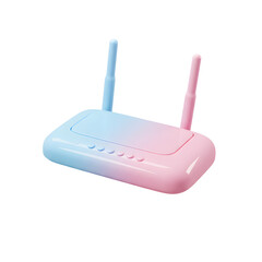 Wireless Wi-Fi Router with Dual Antennas in Soft Pastel Pink and Blue Colors Perfect for Home and Office Connectivity