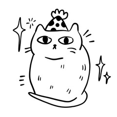 cat line drawing, cute pattern drawn for templates.6