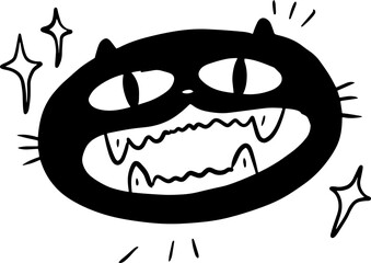 face cat line drawing, cute pattern drawn for templates.