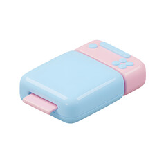 Cute pastel-colored portable mini photo printer with paper tray and controls