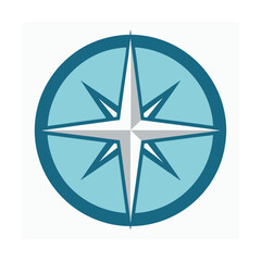 Simple illustration of a compass rose directional symbol in blue and gray colors