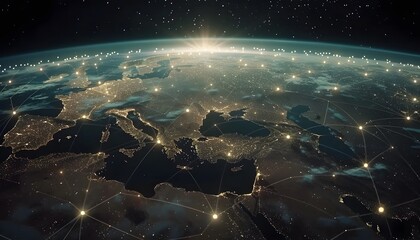 Fototapeta premium Global network connections over europe.