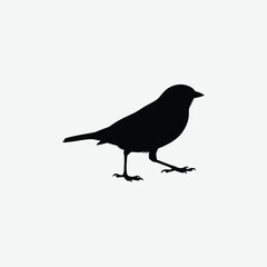 Minimalist Black Sparrow Silhouette on White Background – Clean, High-Contrast Bird Illustration