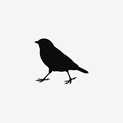 Minimalist Black Sparrow Silhouette on White Background – Clean, High-Contrast Bird Illustration