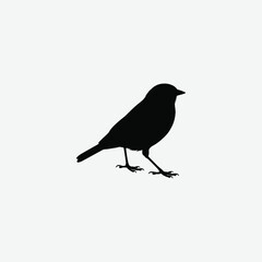 Minimalist Black Sparrow Silhouette on White Background – Clean, High-Contrast Bird Illustration