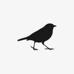 Minimalist Black Sparrow Silhouette on White Background – Clean, High-Contrast Bird Illustration