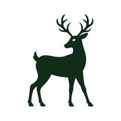 Silhouette of a graceful deer with elegant antlers against a clean white background