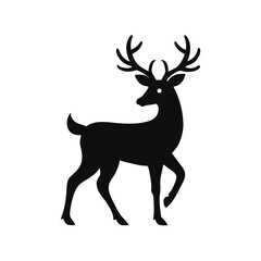 Silhouette of a majestic deer depicted in a simple black and white vector design