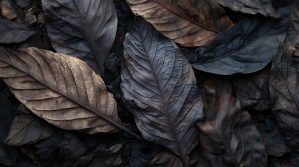 Burnt Leaves Texture with Charcoal : Suitable for Be Used as Background and Content in Any Project (Print, Graphic Design, Blog Posts, Social Media Posts or Website Related to Environment Theme)