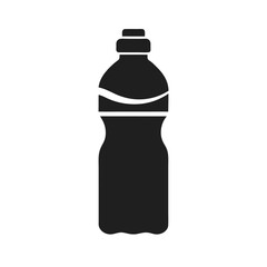 Simple black and white illustration of a plastic water bottle for refreshment and hydration