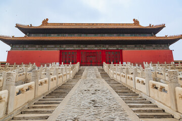 Stone carvings in front of the Hall of Supreme Harmony in the Palace Museum in Beijing