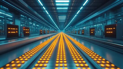 Futuristic subway station with glowing lights in an abstract transportation tunnel - Powered by Adobe