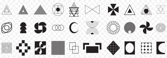 Set of abstract geometric shapes. Swiss design aesthetic.   Decorative design elements.