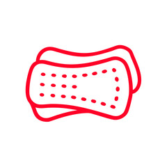 Red Cotton Pads Icon on White Background