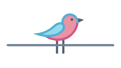 Stylized Bird on Wire Flat Design Icon