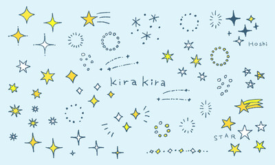 キラキラの手描きイラストセット