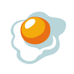 A flat design illustration of a fried egg, perfect for breakfast-themed projects, food-related designs, or culinary content. The egg is depicted with bright colors