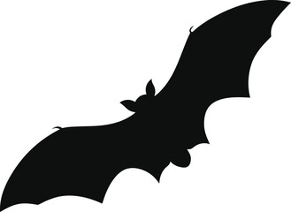 Simple Black Bat Silhouette Isolated on White Background