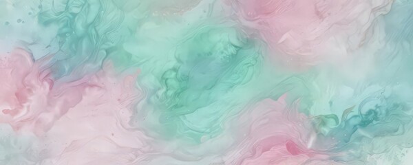 Soft pastel watercolor wash, abstract blend of pink, blue, and green , background, vignette