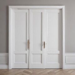 Stylish white wooden doors, open & closed states shown ,  wooden doors,  stock photos,  home decor
