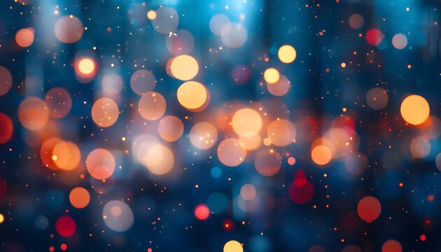 Colorful bokeh lights create an abstract design.