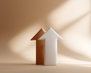 Upward arrows, beige background