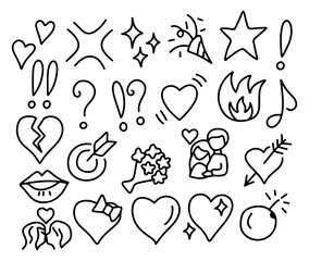 Set of anime manga emotion effect. hand drawn doodle vector illustration set