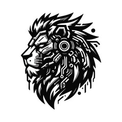 Futuristic Cybertechnology Lion Logo