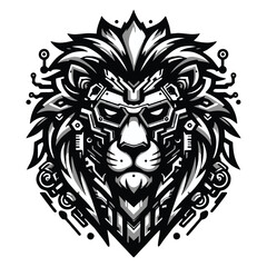 Futuristic Cybertechnology Lion Logo