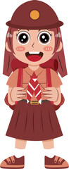 Illustration of a Girl Scout with Backpack