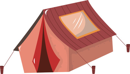 Illustration of a Camping Tent with Window