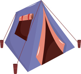 Illustration of Cute Purple Camping Tent