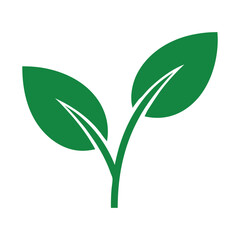 This vector graphic showcases two stylized leaves attached to a stem, a simple yet powerful symbol of nature and growth.