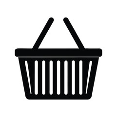 A clean, minimalist vector graphic of a shopping basket.