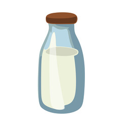 A flat illustration of a milk bottle icon, suitable for beverages, food, and drink-related design projects. Clean and simple design