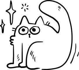 Cat line drawing, cute pattern drawn for templates.1